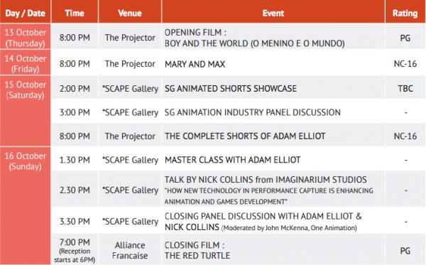 Animation Nation 2016 Schedule